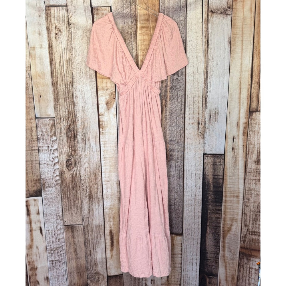 FP Beach‎ Maxi Dress Boho Vacation Cottagecore Romantic Pink Flowing Size Small